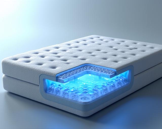 マットレスの通気性を示す技術的なCGイラスト